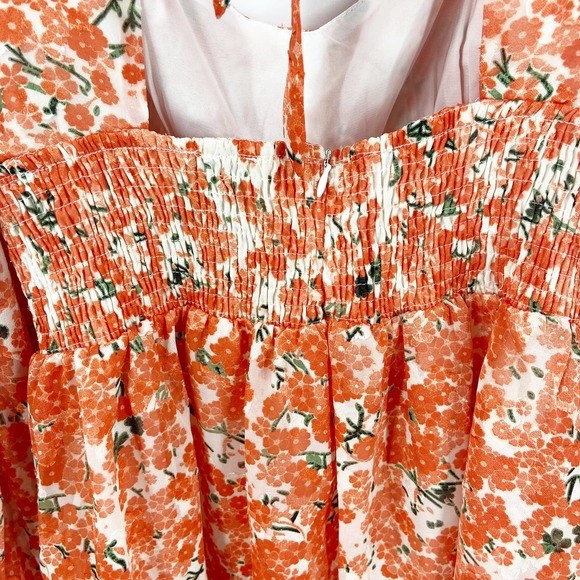 Hello Molly Floral Mini Dress in Orange and White - Picture 9 of 14